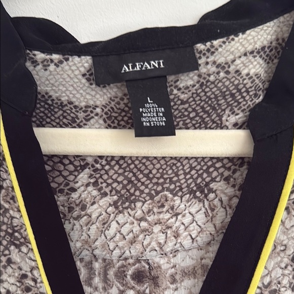 Alfani Snake Print Sheer Blouse with V-Neck - Picture 2 of 6